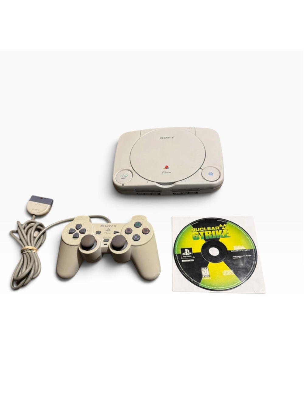 Sony PlayStation 1 Psone Console with Controller and Game, Grey